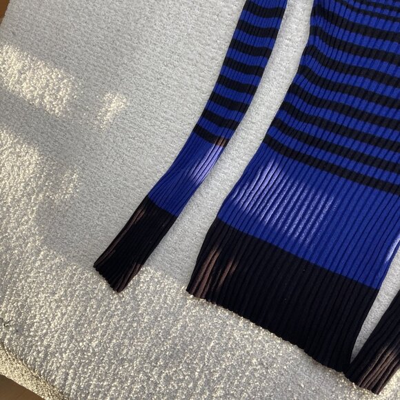 Vintage Y2K Its Our Time Ribbed Sweater a Dark BLue Striped Xtra Long Sleeve - Picture 13 of 13